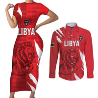 Custom Libya Football Couples Matching Short Sleeve Bodycon Dress and Long Sleeve Button Shirt Forza Libya
