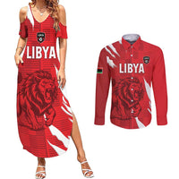 Custom Libya Football Couples Matching Summer Maxi Dress and Long Sleeve Button Shirt Forza Libya