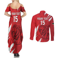 Custom Libya Football Couples Matching Summer Maxi Dress and Long Sleeve Button Shirt Forza Libya