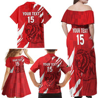 Custom Libya Football Family Matching Off Shoulder Maxi Dress and Hawaiian Shirt Forza Libya