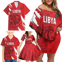 Custom Libya Football Family Matching Off Shoulder Short Dress and Hawaiian Shirt Forza Libya