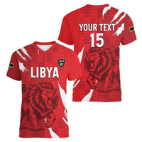 Custom Libya Football Women V-Neck T-Shirt Forza Libya