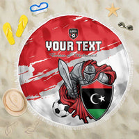 Custom Libya Football Beach Blanket Yalla Fursan Al-Mutawasit
