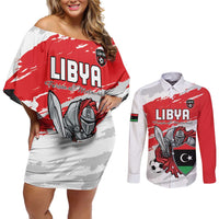 Custom Libya Football Couples Matching Off Shoulder Short Dress and Long Sleeve Button Shirt Yalla Fursan Al-Mutawasit