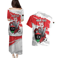 Custom Libya Football Couples Matching Puletasi and Hawaiian Shirt Yalla Fursan Al-Mutawasit