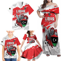 Custom Libya Football Family Matching Off Shoulder Maxi Dress and Hawaiian Shirt Yalla Fursan Al-Mutawasit