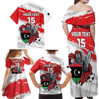 Custom Libya Football Family Matching Off Shoulder Maxi Dress and Hawaiian Shirt Yalla Fursan Al-Mutawasit