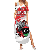 Custom Libya Football Family Matching Summer Maxi Dress and Hawaiian Shirt Yalla Fursan Al-Mutawasit