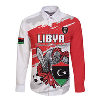 Custom Libya Football Long Sleeve Button Shirt Yalla Fursan Al-Mutawasit