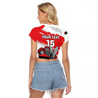 Custom Libya Football Raglan Cropped T Shirt Yalla Fursan Al-Mutawasit