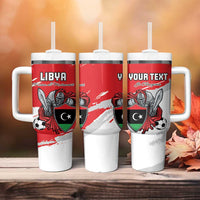 Custom Libya Football Tumbler With Handle Yalla Fursan Al-Mutawasit