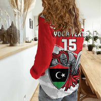 Custom Libya Football Women Casual Shirt Yalla Fursan Al-Mutawasit
