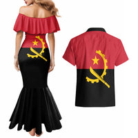 Angola Country Flag Couples Matching Mermaid Dress and Hawaiian Shirt Virtus Unita Fortior