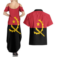 Angola Country Flag Couples Matching Summer Maxi Dress and Hawaiian Shirt Virtus Unita Fortior