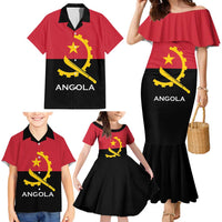 Angola Country Flag Family Matching Mermaid Dress and Hawaiian Shirt Virtus Unita Fortior