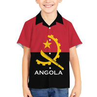 Angola Country Flag Family Matching Off The Shoulder Long Sleeve Dress and Hawaiian Shirt Virtus Unita Fortior