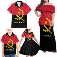Angola Country Flag Family Matching Off Shoulder Maxi Dress and Hawaiian Shirt Virtus Unita Fortior