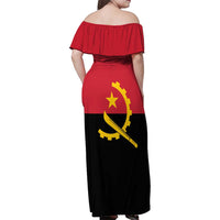 Angola Country Flag Family Matching Off Shoulder Maxi Dress and Hawaiian Shirt Virtus Unita Fortior