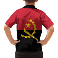 Angola Country Flag Family Matching Off Shoulder Short Dress and Hawaiian Shirt Virtus Unita Fortior