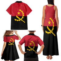 Angola Country Flag Family Matching Tank Maxi Dress and Hawaiian Shirt Virtus Unita Fortior