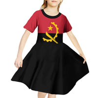 Angola Country Flag Kid Short Sleeve Dress Virtus Unita Fortior