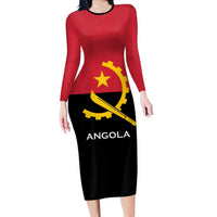 Angola Country Flag Long Sleeve Bodycon Dress Virtus Unita Fortior