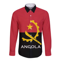 Angola Country Flag Long Sleeve Button Shirt Virtus Unita Fortior