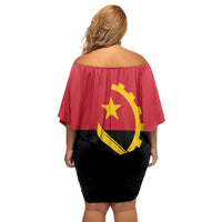 Angola Country Flag Off Shoulder Short Dress Virtus Unita Fortior