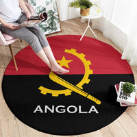 Angola Country Flag Round Carpet Virtus Unita Fortior