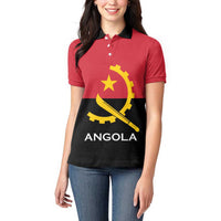 Angola Country Flag Women Polo Shirt Virtus Unita Fortior