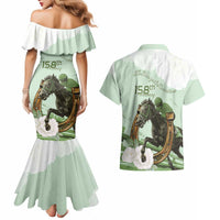 158th Anniversary Belmont Horse Racing Couples Matching Mermaid Dress and Hawaiian Shirt Run for the Carnations