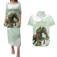 158th Anniversary Belmont Horse Racing Couples Matching Puletasi and Hawaiian Shirt Run for the Carnations