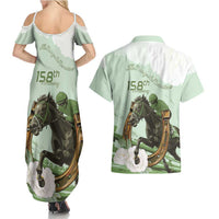 158th Anniversary Belmont Horse Racing Couples Matching Summer Maxi Dress and Hawaiian Shirt Run for the Carnations