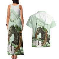 158th Anniversary Belmont Horse Racing Couples Matching Tank Maxi Dress and Hawaiian Shirt Run for the Carnations