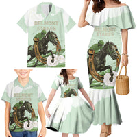 158th Anniversary Belmont Horse Racing Family Matching Mermaid Dress and Hawaiian Shirt Run for the Carnations