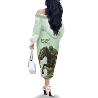 158th Anniversary Belmont Horse Racing Family Matching Off The Shoulder Long Sleeve Dress and Hawaiian Shirt Run for the Carnations