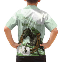 158th Anniversary Belmont Horse Racing Family Matching Off Shoulder Short Dress and Hawaiian Shirt Run for the Carnations