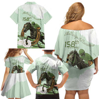 158th Anniversary Belmont Horse Racing Family Matching Off Shoulder Short Dress and Hawaiian Shirt Run for the Carnations