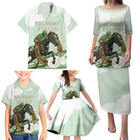 158th Anniversary Belmont Horse Racing Family Matching Puletasi and Hawaiian Shirt Run for the Carnations