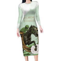 158th Anniversary Belmont Horse Racing Long Sleeve Bodycon Dress Run for the Carnations