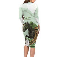 158th Anniversary Belmont Horse Racing Long Sleeve Bodycon Dress Run for the Carnations