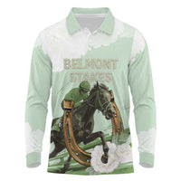 158th Anniversary Belmont Horse Racing Long Sleeve Polo Shirt Run for the Carnations