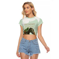 158th Anniversary Belmont Horse Racing Raglan Cropped T Shirt Run for the Carnations