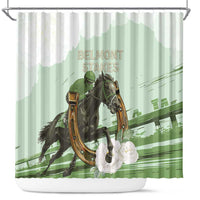 158th Anniversary Belmont Horse Racing Shower Curtain Run for the Carnations
