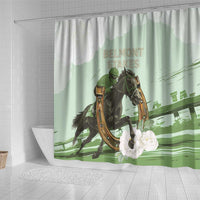 158th Anniversary Belmont Horse Racing Shower Curtain Run for the Carnations