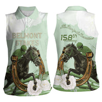 158th Anniversary Belmont Horse Racing Women Sleeveless Polo Shirt Run for the Carnations
