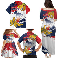 Ra Hachiri 976 Family Matching Puletasi and Hawaiian Shirt Mayotte Map With Ylang Ylang