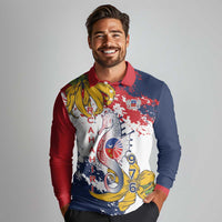 Ra Hachiri 976 Long Sleeve Polo Shirt Mayotte Map With Ylang Ylang