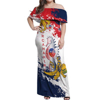 Ra Hachiri 976 Off Shoulder Maxi Dress Mayotte Map With Ylang Ylang