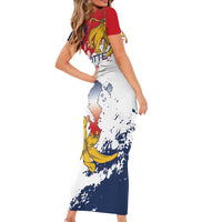 Ra Hachiri 976 Short Sleeve Bodycon Dress Mayotte Map With Ylang Ylang